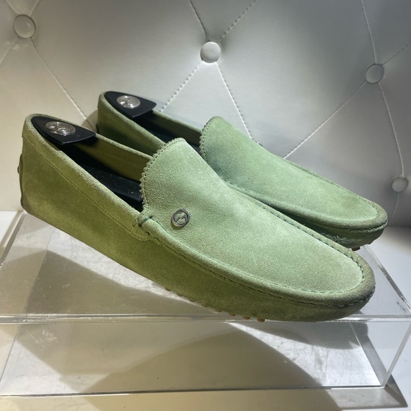 GUCCI suede men’s drive loafers sz 8.5 light green made in Italy main image 9